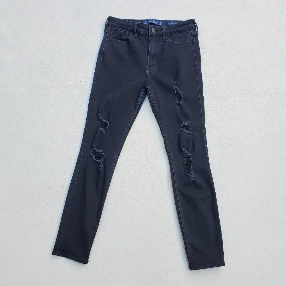 Hollister High-Rise Crop Super Skinny Black Jeans Classic Stretch 3R 26x26